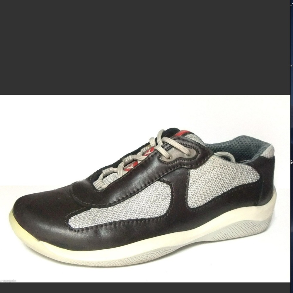 PRADA America's Cup Brown/Silver Leather Sneakers